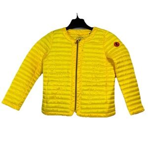 Save The Duck Girls' hooded animal free puffer jacket Vela Yellow Size 10 NWT